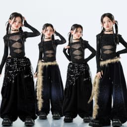 Fashion Girls Hiphop Jazz Dance Wear Performance Clothings Suit Teenage Kids Streetwear Hip Hop Costume Korean Child y2k Outfit