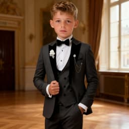 10 Days Delivery Formal Suit For Children Wedding Suit For Boy Suit School Graduation Black Velvet Lapels Stage Performance
