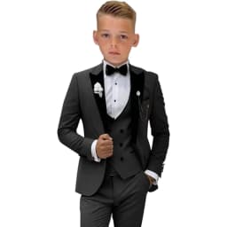 10 Days Delivery Formal Suit For Children Wedding Suit For Boy Suit School Graduation Black Velvet Lapels Stage Performance