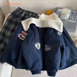 2026 New Boys Winter Quilted Jacket Korean Style Thickened Embroidered Toddler Baby Warm Cotton Padded Outerwear 90-150cm