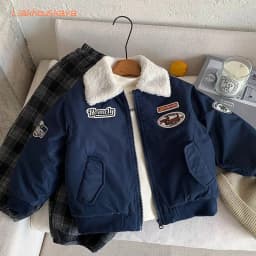 2026 New Boys Winter Quilted Jacket Korean Style Thickened Embroidered Toddler Baby Warm Cotton Padded Outerwear 90-150cm