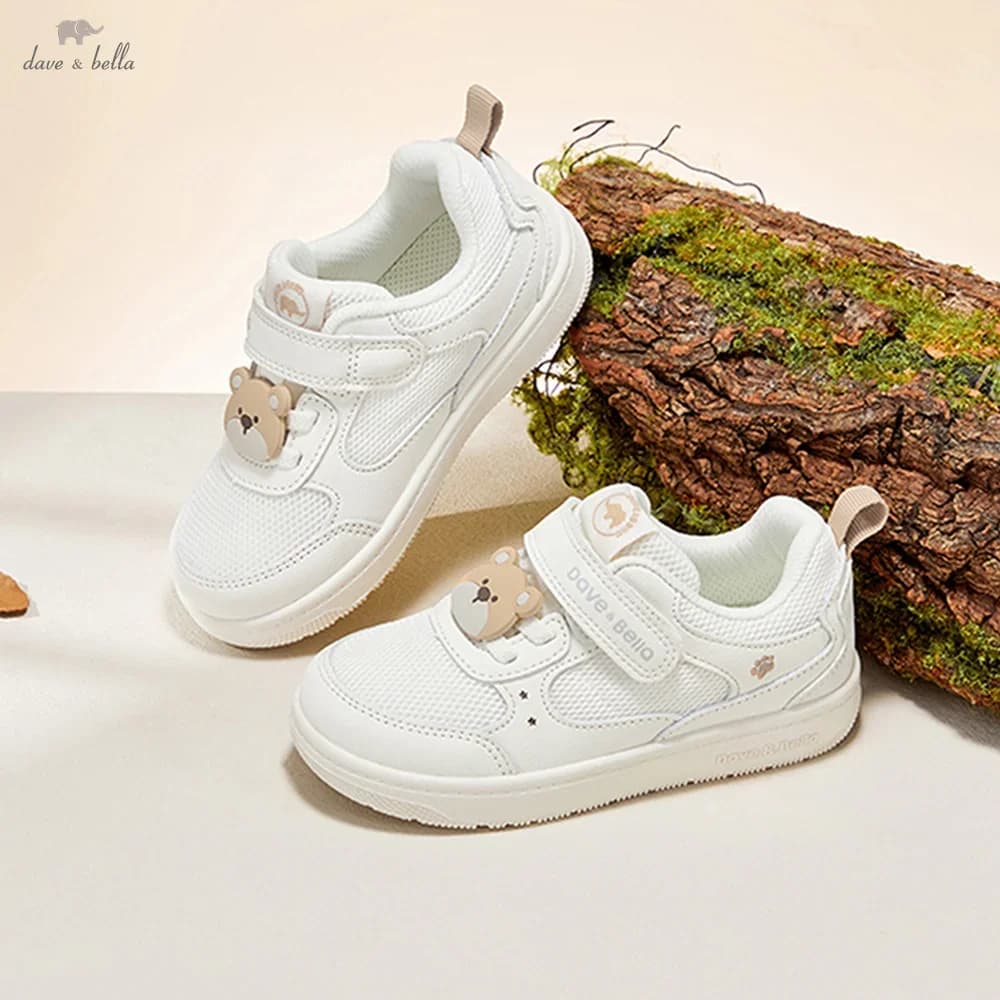 Dave Bella Boys' Board Shoes Breathable Autumn New Girls' Antibacterial White Shoes Children's Skate Shoes Outdoor DB3253575