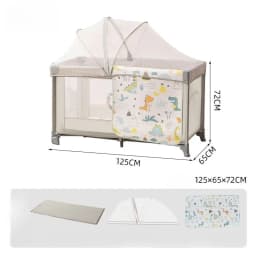 Portable baby bed, foldable 0-4 years old newborn cradle bed Multifunctional baby bed with mosquito net, mattress, cool mat
