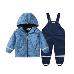 HONEYKING Boys Waterproof Raincoat Suit with Jacket And Trousers Kids Breathable Clothing Set for Children