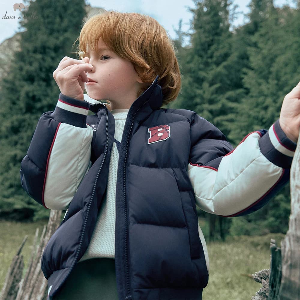 Dave Bella Boys White Down Parka Jacket for Children Winter Warm Baseball Down Coats Waterproof Outwear Clothes DK4253794
