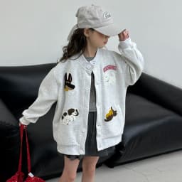 autumn teen girls cotton gray yellow cartoon hooded coats embroidery dog junior kids baseball jacket 4-14 child outerwear