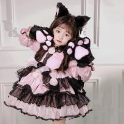 Cute Girl Lolita Dresses Birthday Party Children Dress Long Sleeves Flower High Quality Patchwork Kids Clothing Ball Gown
