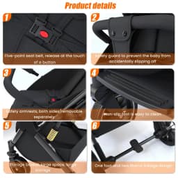 OWJHE Luxurious Light High Landscape Baby Stroller leg-sapped Seat for Newborn One Hand reline Pushchair Pram Compact Size