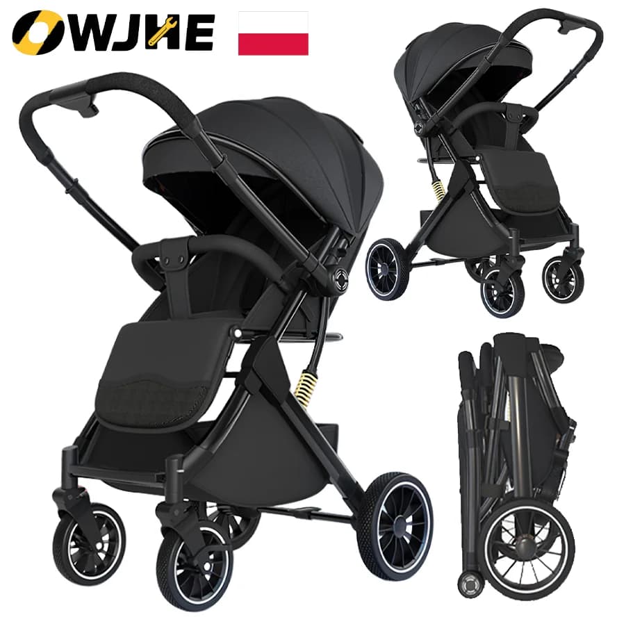 OWJHE Luxurious Light High Landscape Baby Stroller leg-sapped Seat for Newborn One Hand reline Pushchair Pram Compact Size