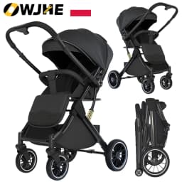 OWJHE Luxurious Light High Landscape Baby Stroller leg-sapped Seat for Newborn One Hand reline Pushchair Pram Compact Size