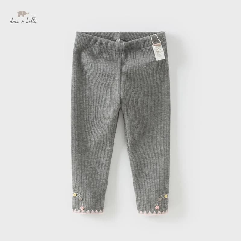 Dave Bella Girls Leggings Autumn Winter Baby Thick Pants Children Cotton Velvet Trousers Casual Elastic Kids Clothing DB4243196