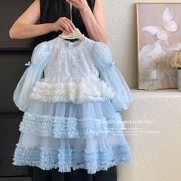 Girls Autumn Winter Fashion Puff Sleeves Dress Children Princess Dress Kids Long Sleeve Puffy Diamond Fragments Tulle Cake Dress
