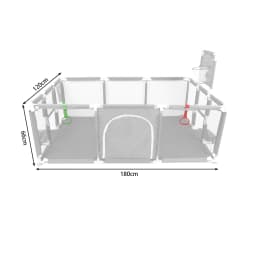Baby Playpen + Football and Basketball-180x120x66 cm-Baby Playpen with Breathable Mesh-Dark Gray/Light Gray/Black/Navy Blue