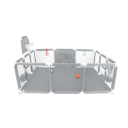 Baby Playpen + Football and Basketball-180x120x66 cm-Baby Playpen with Breathable Mesh-Dark Gray/Light Gray/Black/Navy Blue