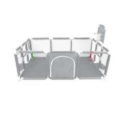 Baby Playpen + Football and Basketball-180x120x66 cm-Baby Playpen with Breathable Mesh-Dark Gray/Light Gray/Black/Navy Blue
