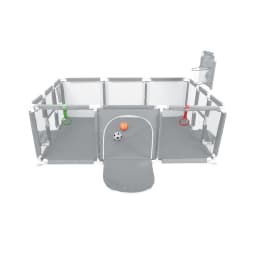 Baby Playpen + Football and Basketball-180x120x66 cm-Baby Playpen with Breathable Mesh-Dark Gray/Light Gray/Black/Navy Blue