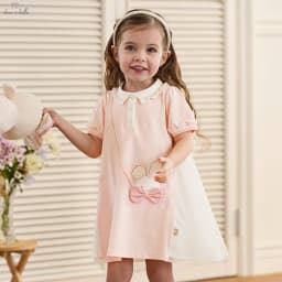 Dave Bella Girl's Summer Mesh Dress Sweet Cute Childrens Short Sleeve Princess Dress Fashion Cotton Party Outdoor DB2262387