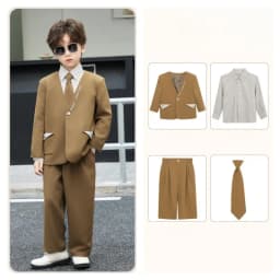 Boys' Spring Summer Casual Suit Set Flower Boy Birthday Formal Wear Hosting and Recitation Performance Costume