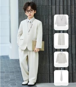 Boys' Spring Summer Casual Suit Set Flower Boy Birthday Formal Wear Hosting and Recitation Performance Costume
