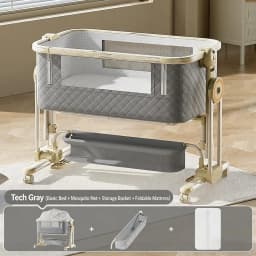 Baby Bassinet ,Soobaby 3 in 1 Baby Crib,Bassinet Bedside Crib Adjustable Portable Bed for Infant,Baby Newborn Must Have Bed