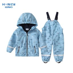 HONEYKING Children's Clothing Sets Raincoat Suit Baby Waterproof Overalls Pants Boys Jumpsuit For Kids Jacket And Trousers Set