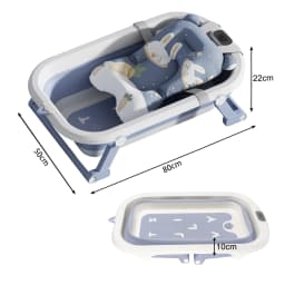 Baby Bathtub, Foldable Baby Bathtub with Thermometer and Bath Mat, Non-Slip Portable Travel Baby Bathtub, 0-36 Months