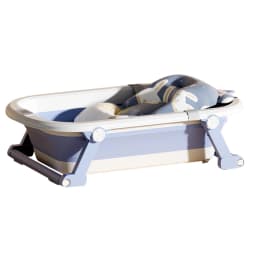 Baby Bathtub, Foldable Baby Bathtub with Thermometer and Bath Mat, Non-Slip Portable Travel Baby Bathtub, 0-36 Months