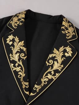 Golden Jacquard Suit Set 3 Pieces Jacket Pant Tie For Birthday Party Class Smart Kids Slim Fit Tuxedo Piano Performance Wear