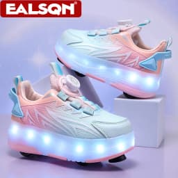 USB Rechargeable LED Light Up Roller Skates for Kids Teens Adjustable Children Boys Girls Sport Skating Shoes with Four Wheels