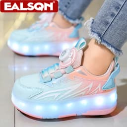 USB Rechargeable LED Light Up Roller Skates for Kids Teens Adjustable Children Boys Girls Sport Skating Shoes with Four Wheels