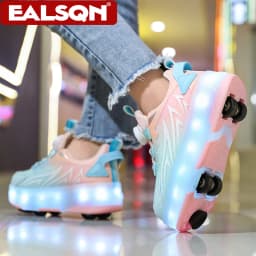 USB Rechargeable LED Light Up Roller Skates for Kids Teens Adjustable Children Boys Girls Sport Skating Shoes with Four Wheels