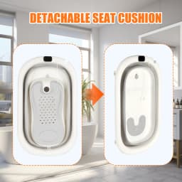 Foldable Baby Newborn Bath Bath Bath Laid & Built-in Thermometer, Comfortable for Baby 0-3 Years, Grey/Pink/Khaki/Green