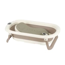 Foldable Baby Newborn Bath Bath Bath Laid & Built-in Thermometer, Comfortable for Baby 0-3 Years, Grey/Pink/Khaki/Green