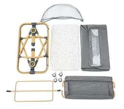 Foldable Height Adjustable Baby Crib Multi Purpose Bedside Swing Cradle Portable Movable Splicing Sleeping Bed Suitable for Baby Daily Rest and Nap