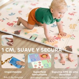Aiyaplay Reversible Foldable Padded Baby Play Mat 150X180 Cm, Xpe Baby Activity Mat, Double Sided Waterproof, with Carrying Bag, Multicolor