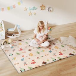 Aiyaplay Reversible Foldable Padded Baby Play Mat 150X180 Cm, Xpe Baby Activity Mat, Double Sided Waterproof, with Carrying Bag, Multicolor