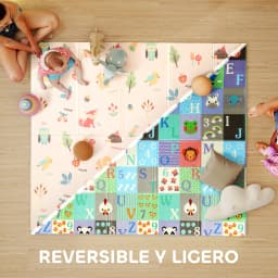 Aiyaplay Reversible Foldable Padded Baby Play Mat 150X180 Cm, Xpe Baby Activity Mat, Double Sided Waterproof, with Carrying Bag, Multicolor