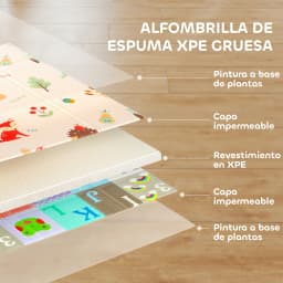 Aiyaplay Reversible Foldable Padded Baby Play Mat 150X180 Cm, Xpe Baby Activity Mat, Double Sided Waterproof, with Carrying Bag, Multicolor