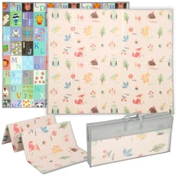 Aiyaplay Reversible Foldable Padded Baby Play Mat 150X180 Cm, Xpe Baby Activity Mat, Double Sided Waterproof, with Carrying Bag, Multicolor