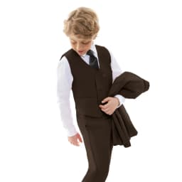 Kids Brown 4 Pieces Formal Suit Set Boys Wedding Birthday Party Performance Costume Double Breasted Blazer Pants Vest Tie