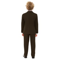 Kids Brown 4 Pieces Formal Suit Set Boys Wedding Birthday Party Performance Costume Double Breasted Blazer Pants Vest Tie