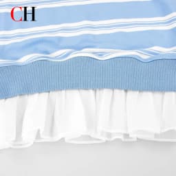 CH Girls Horizontal Stripe Colorful Letter Embroidery Long Sleeve Sweatshirt Sleeve Bow Decor Sheer Hem Layered Kids Top