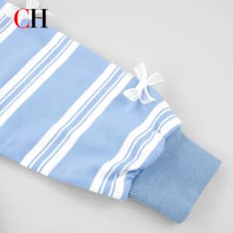 CH Girls Horizontal Stripe Colorful Letter Embroidery Long Sleeve Sweatshirt Sleeve Bow Decor Sheer Hem Layered Kids Top