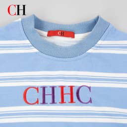 CH Girls Horizontal Stripe Colorful Letter Embroidery Long Sleeve Sweatshirt Sleeve Bow Decor Sheer Hem Layered Kids Top