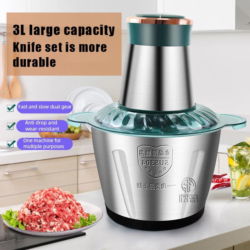 3L Electric Meat Grinder Food Processor Chopper Stainless Steel Kitchen light Machine Chopper Slicer Machine Home Grinder