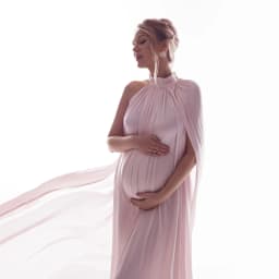 Elegant Pink Maternity Dress For Photo Shoot Cape Sleeve Shiny Pregnancy Gown Luxury Pregnant Women Photography Clothing