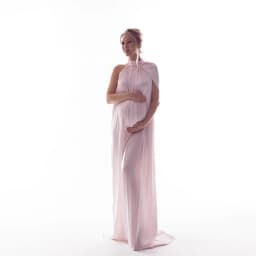Elegant Pink Maternity Dress For Photo Shoot Cape Sleeve Shiny Pregnancy Gown Luxury Pregnant Women Photography Clothing
