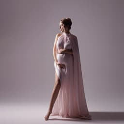 Elegant Pink Maternity Dress For Photo Shoot Cape Sleeve Shiny Pregnancy Gown Luxury Pregnant Women Photography Clothing