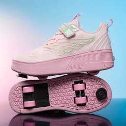 Unisex 4 Wheels Roller Skate Shoes Breathable Mesh Adjustable Strap Non-slip 2-in-1 Walking Skating Sneakers for Outdoor