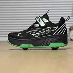Unisex 4 Wheels Roller Skate Shoes Breathable Mesh Adjustable Strap Non-slip 2-in-1 Walking Skating Sneakers for Outdoor